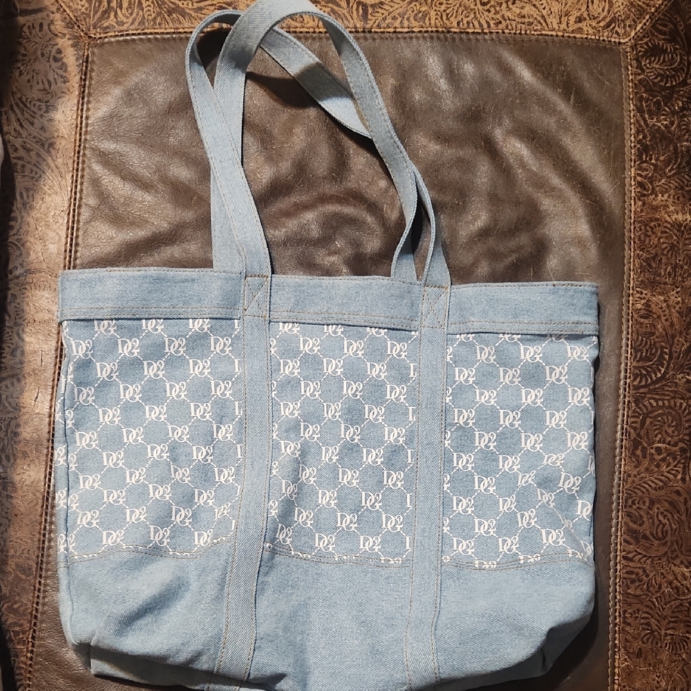 Blue Denim Diane Gilman Monogram Tote Bag